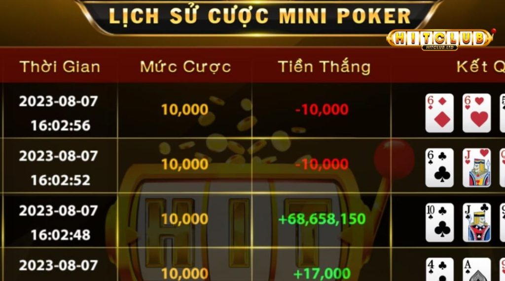 Cách chơi Mini Poker Hit Club